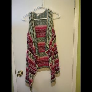 Say What Colorful Bright Thick Winter Geometric Diamond Aztec Acrylic Cardigan S